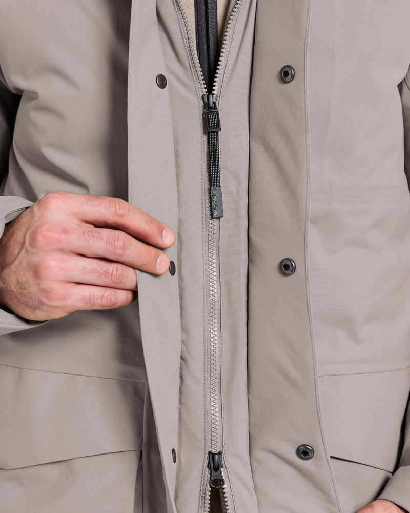 Ash Brown coloured Didriksons Mens Akilles Parka on white background 