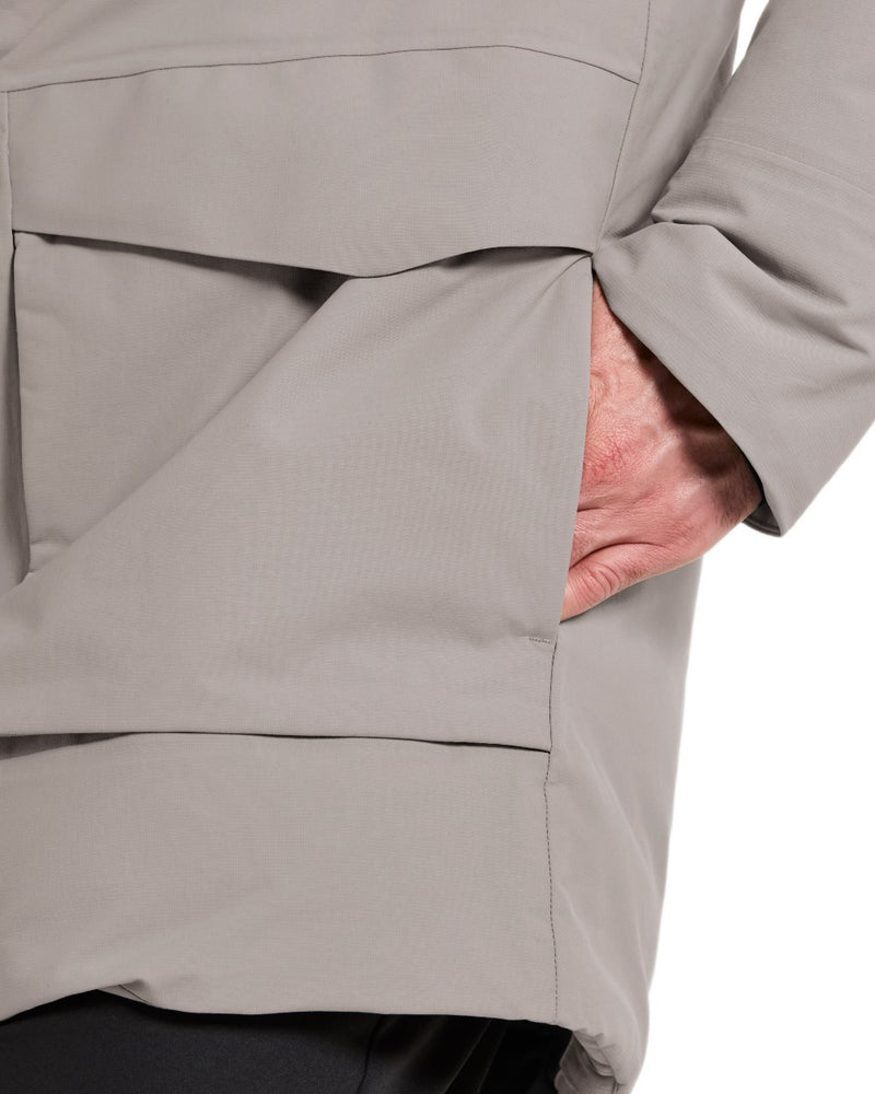 Ash Brown coloured Didriksons Mens Akilles Parka on white background 