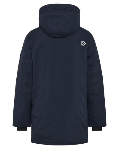 Dark Night Blue coloured Didriksons Mens Akilles Parka on white background #colour_dark-night-blue