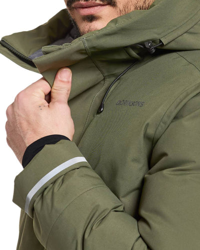 Deep Green Coloured Didriksons Mens Akilles Parka on white background #colour_deep-green