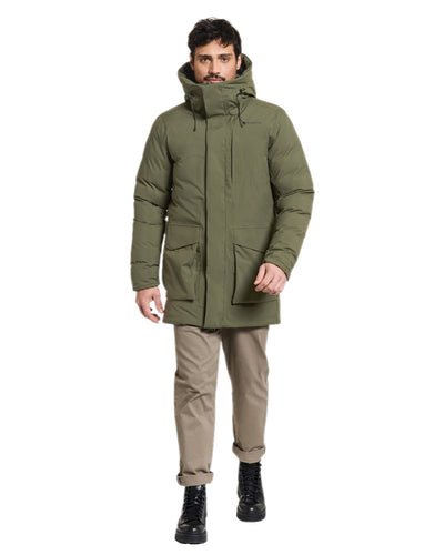 Deep Green Coloured Didriksons Mens Akilles Parka on white background #colour_deep-green