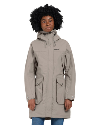 Ash Brown coloured Didriksons Thelma Womens Parka 10 on white background #colour_ash-brown