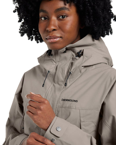 Ash Brown coloured Didriksons Thelma Womens Parka 10 on white background #colour_ash-brown