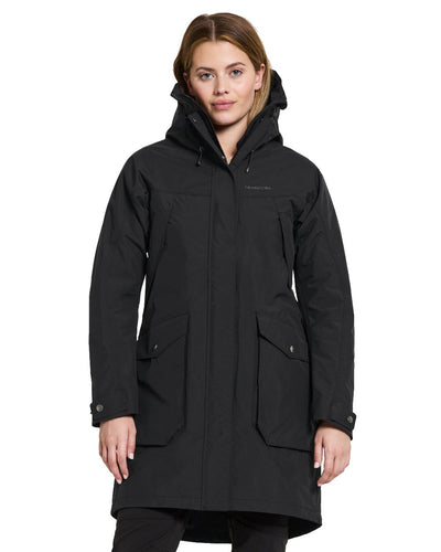 Black Coloured Didriksons Thelma Womens Parka 10 On A White Background #colour_black