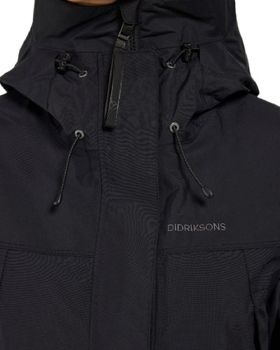 Black Coloured Didriksons Thelma Womens Parka 10 on white background #colour_black