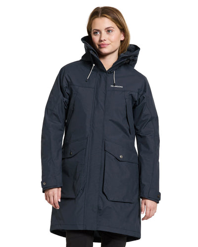 Dark Night Blue Coloured Didriksons Thelma Womens Parka 10 On A White Background #colour_dark-night-blue