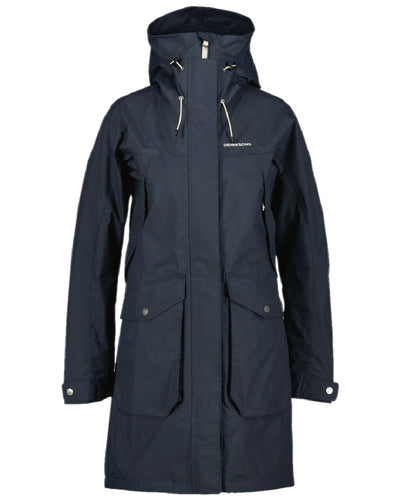 Dark Night Blue Coloured Didriksons Thelma Womens Parka 10 on white background #colour_dark-night-blue