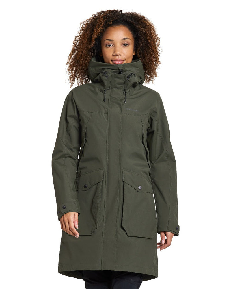 Deep Green Coloured Didriksons Thelma Womens Parka 10 On A White Background 