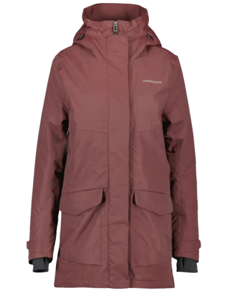 Old Rust Coloured Didriksons Thelma Womens Parka 10 on white background 