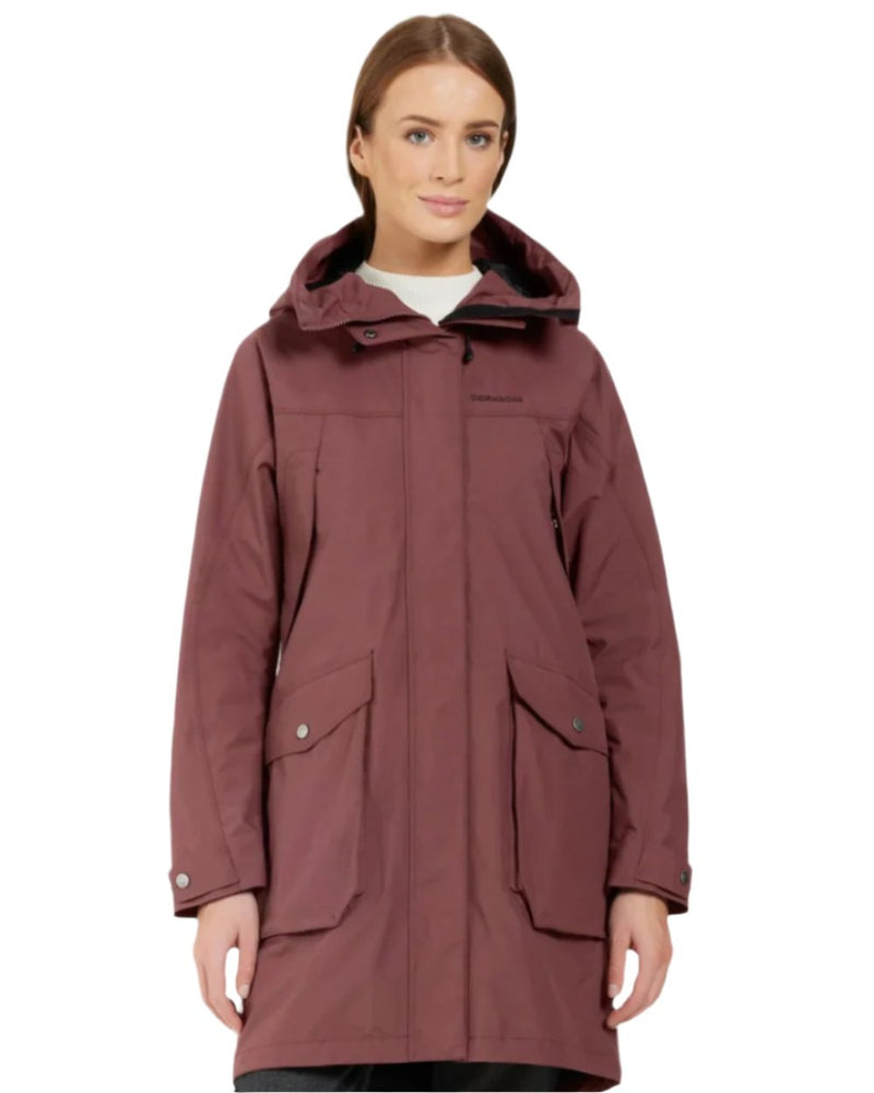 Old Rust coloured Didriksons Thelma Womens Parka 10 on white background 