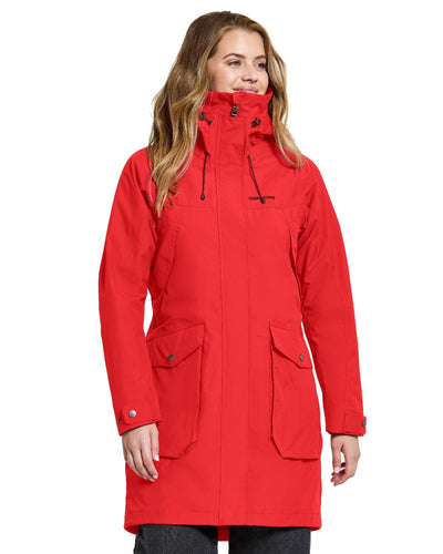 Pomme Red Coloured Didriksons Thelma Womens Parka 10 On A White Background #colour_pomme-red