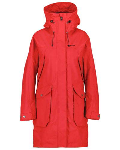 Pomme Red Coloured Didriksons Thelma Womens Parka 10 on white background #colour_pomme-red