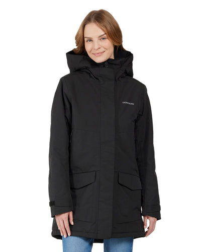 Black coloured Didriksons Frida Womens Parka 7 on white background #colour_black