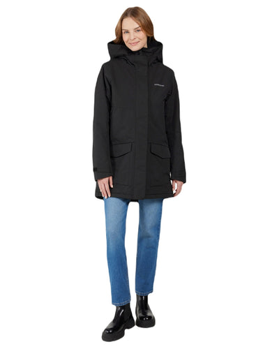 Black coloured Didriksons Frida Womens Parka 7 on white background #colour_black