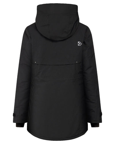 Black coloured Didriksons Frida Womens Parka 7 on white background #colour_black