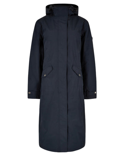 Navy Coloured Dubarry Alderford Waterproof Coat on white background #colour_navy