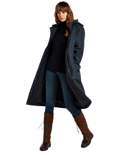 Navy Coloured Dubarry Alderford Waterproof Coat on white background #colour_navy