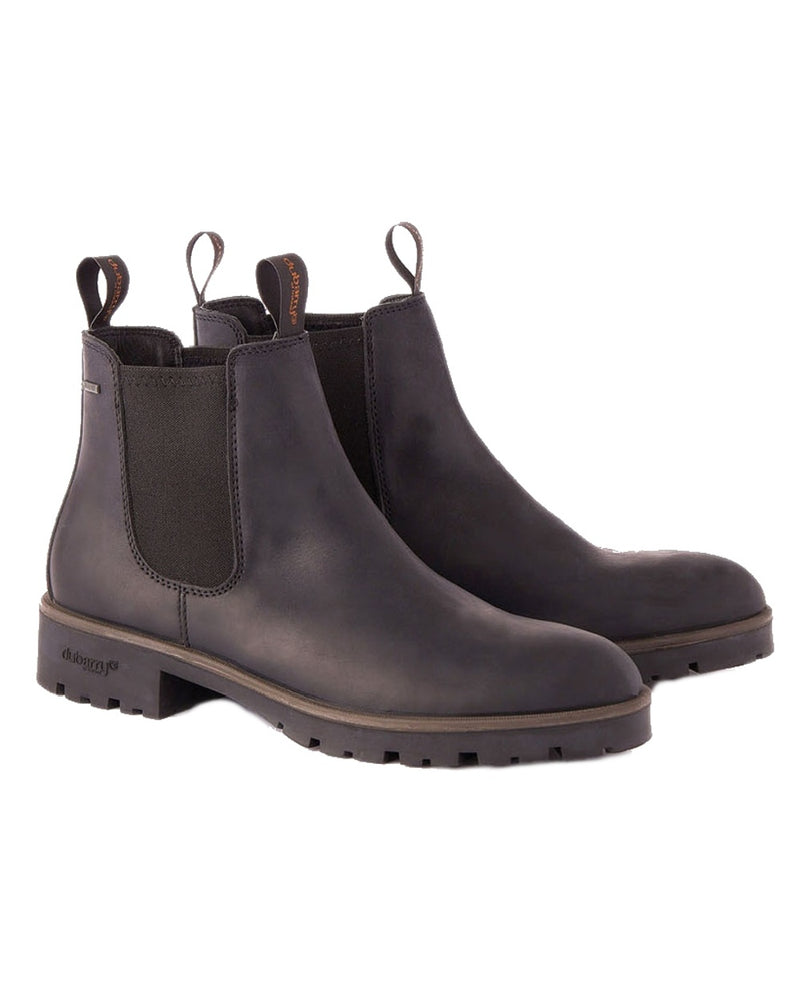 Black coloured Dubarry Antrim Country Boots on white background 