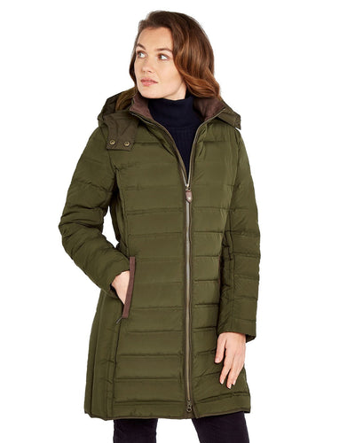 Olive Coloured Dubarry Ballybrophy Quilted Jacket On A White Background #colour_olive