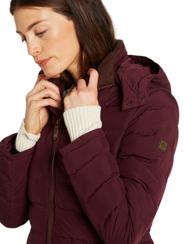 Ox Blood Coloured Dubarry Ballybrophy Quilted Jacket on white background #colour_ox-blood