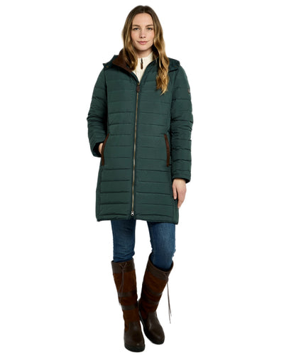 Winter Moss Coloured Dubarry Ballybrophy Quilted Jacket on white background #colour_winter-moss