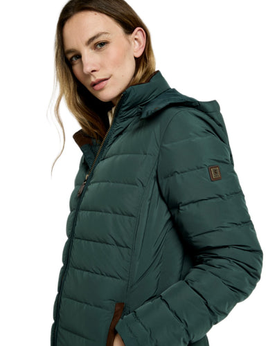Winter Moss Coloured Dubarry Ballybrophy Quilted Jacket on white background #colour_winter-moss