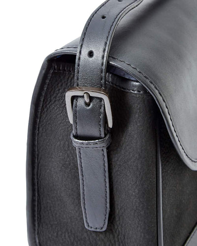 Black coloured Dubarry Clara Leather Saddle Bag on white background #colour_black