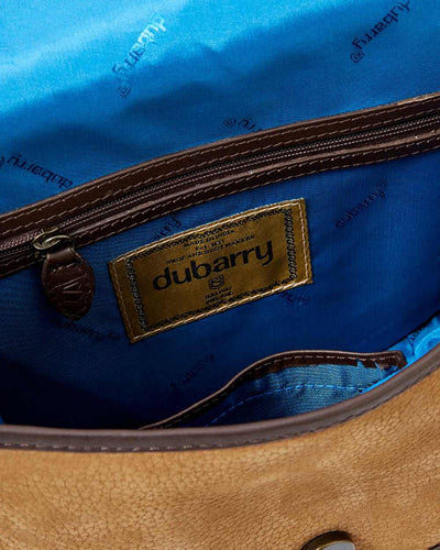 Brown coloured Dubarry Clara Leather Saddle Bag on white background #colour_brown