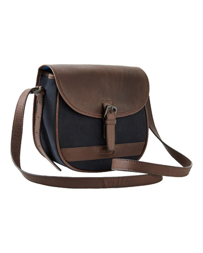 Navy Brown coloured Dubarry Clara Leather Saddle Bag on white background #colour_navy-brown