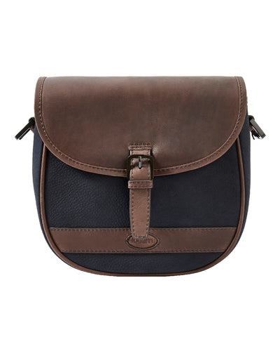 Navy Brown coloured Dubarry Clara Leather Saddle Bag on white background #colour_navy-brown