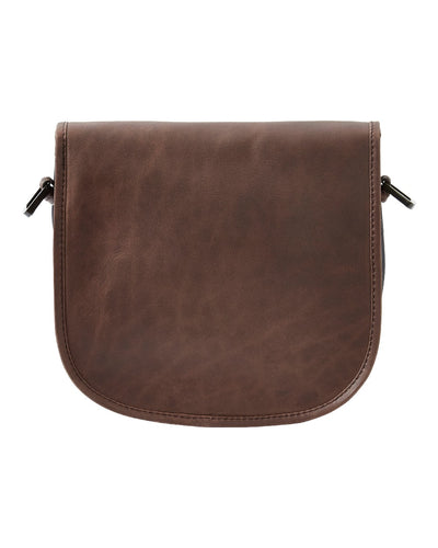 Navy Brown coloured Dubarry Clara Leather Saddle Bag on white background #colour_navy-brown