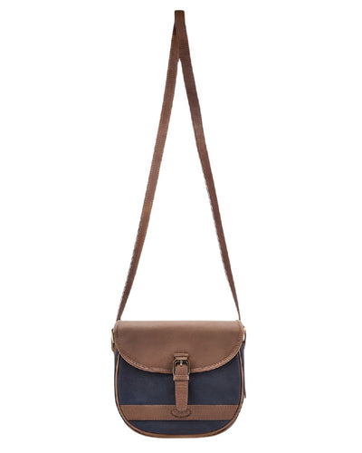 Navy Brown coloured Dubarry Clara Leather Saddle Bag on white background #colour_navy-brown