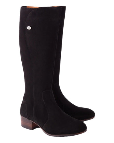 Black Suede coloured Dubarry Downpatrick Knee High Boots on white background #colour_black-suede