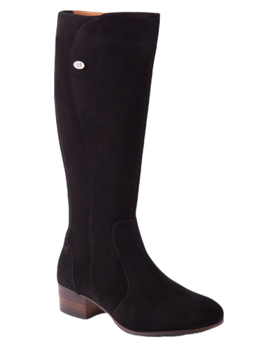 Black Suede coloured Dubarry Downpatrick Knee High Boots on white background #colour_black-suede