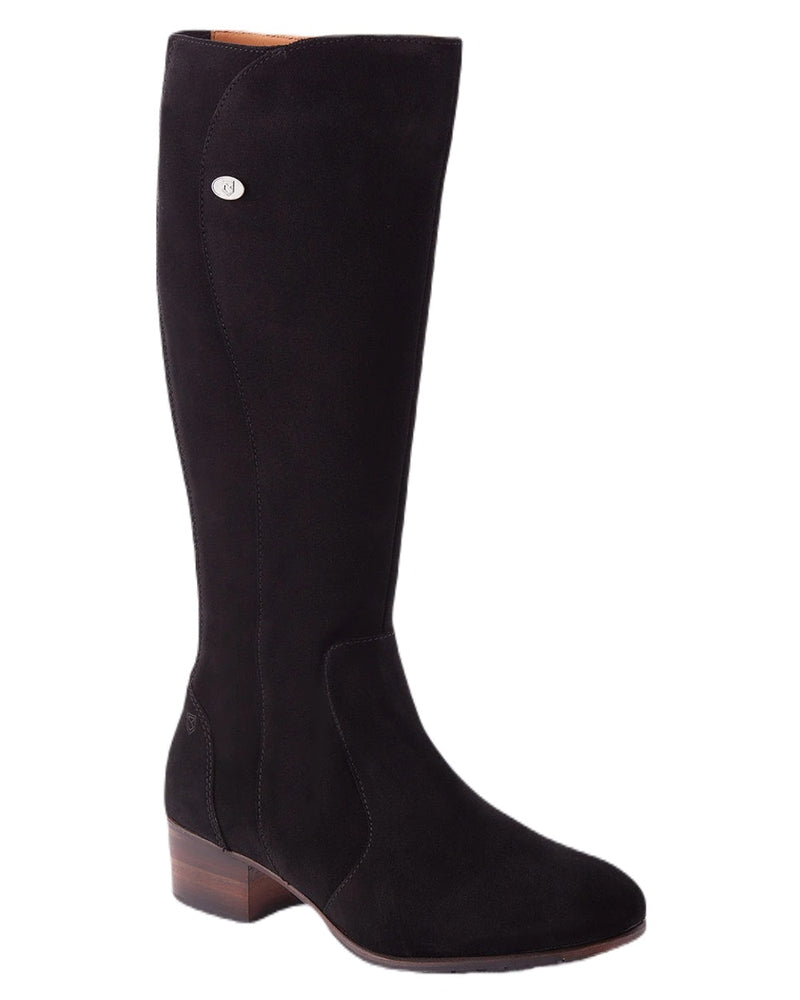 Black Suede coloured Dubarry Downpatrick Knee High Boots on white background 