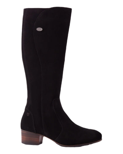 Black Suede coloured Dubarry Downpatrick Knee High Boots on white background #colour_black-suede