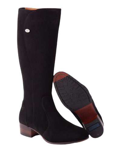 Black Suede coloured Dubarry Downpatrick Knee High Boots on white background #colour_black-suede