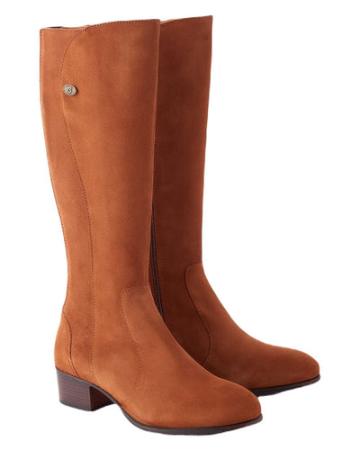 Camel coloured Dubarry Downpatrick Knee High Boots on white background #colour_camel