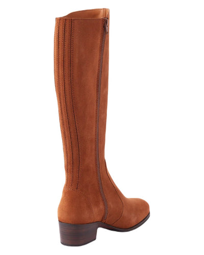 Camel coloured Dubarry Downpatrick Knee High Boots on white background #colour_camel