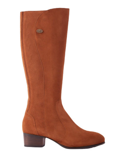 Camel coloured Dubarry Downpatrick Knee High Boots on white background #colour_camel