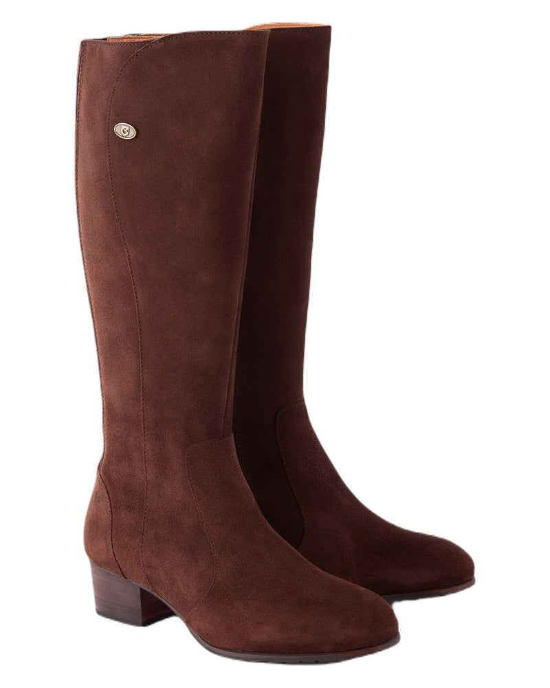 Cigar coloured Dubarry Downpatrick Knee High Boots on white background 