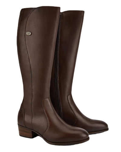 Old Rum coloured Dubarry Downpatrick Knee High Boots on white background #colour_old-rum