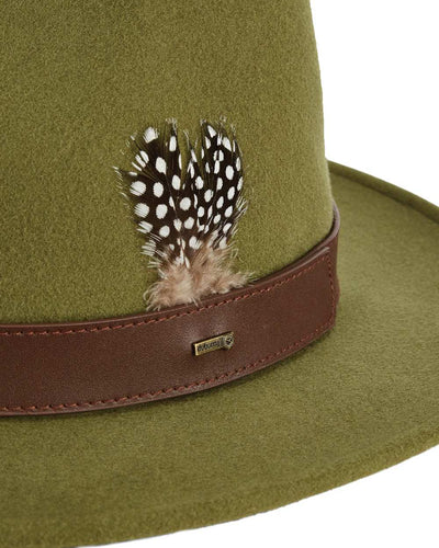 Olive coloured Dubarry Gallagher Ladies Felt Hat on white background #colour_olive