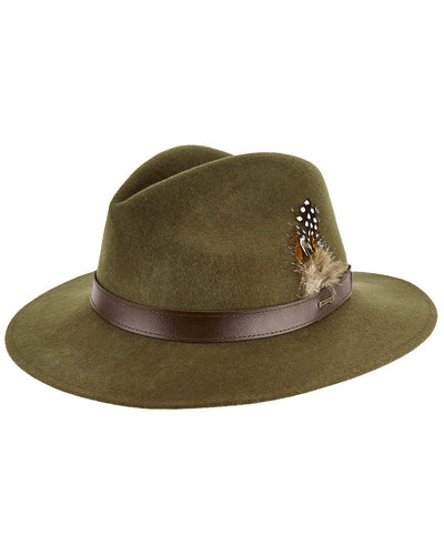 Olive coloured Dubarry Gallagher Ladies Felt Hat on white background #colour_olive