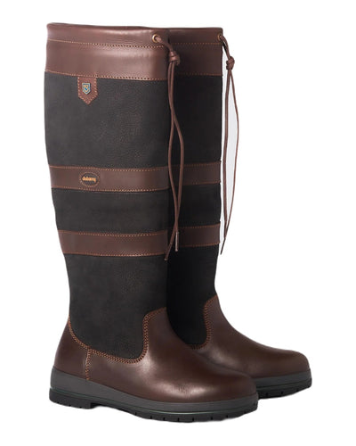 Black Brown coloured Dubarry Galway Country Boots on white background #colour_black-brown