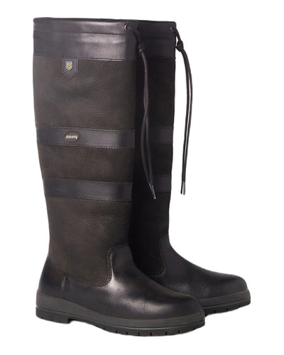 Black coloured Dubarry Galway Country Boots on white background #colour_black