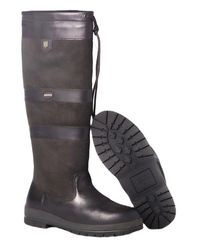 Black coloured Dubarry Galway Country Boots on white background #colour_black