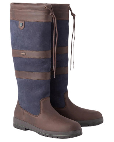 Navy Brown coloured Dubarry Galway Country Boots on white background #colour_navy-brown