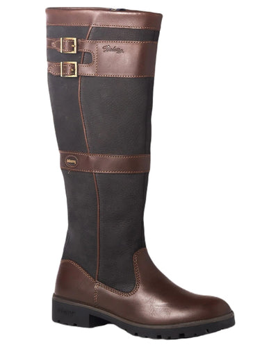 Black Brown coloured Dubarry Longford Country Boots on white background #colour_black-brown