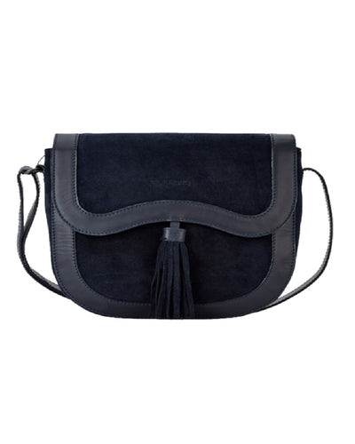 French Navy coloured Dubarry Monart Saddle Bag on white background #colour_french-navy